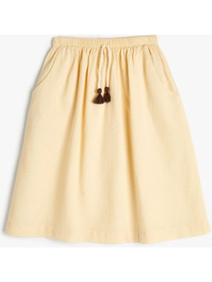 Koton Uzun Etek Beli Lastikli Püskül Detaylı Pamuklu