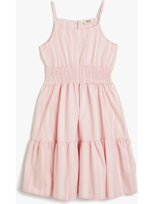 Koton Elbise Ince Askılı Katlı Fırfır Detaylı Pamuklu