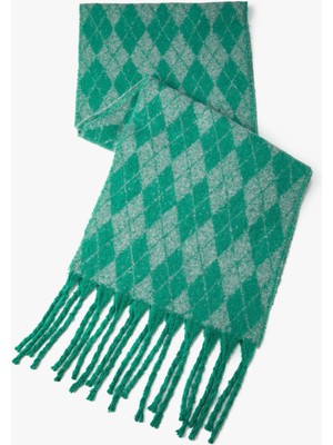 Koton Atkı Baklava Desenli Yumuşak Dokulu Püsküllü