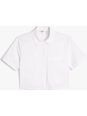 Koton Crop Kısa Kollu Gömlek Düğmeli Cep Detaylı