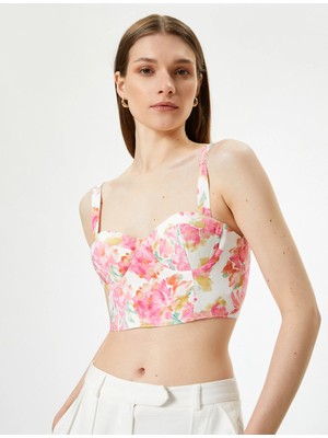 Koton Çiçekli Büstiyer Kalın Askılı Kalp Yaka Slim Fit Kadın Ürün Yazlık Rahat Tasarım