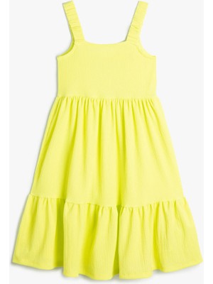 Koton Elbise Ince Askılı Katlı Fırfır Detaylı