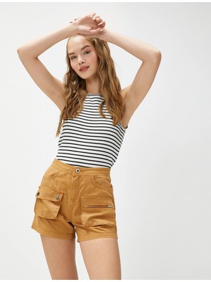 Koton Mini Kargo Şort Cep Detaylı Fermuarlı Pamuklu