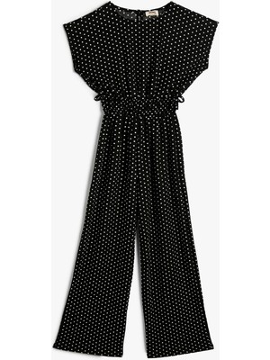 Koton Puantiyeli Tulum Yuvarlak Yaka Beli Büzgülü