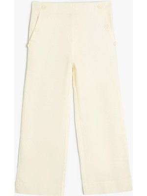 Koton Normal Bel Normal Paça Beyaz Kız Çocuk Chino Pantolon 4Skg40053Aw