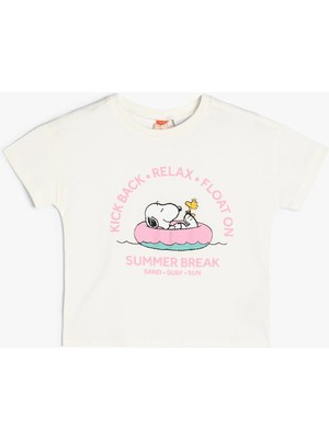 Koton Snoopy Tişört Lisanslı Kısa Kollu Bisiklet Yaka Pamuklu