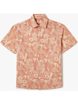 Koton Erkek Çocuk Kısa Kollu Gömlek Düğmeli Desenli Pamuklu Pembe Günlük Stil