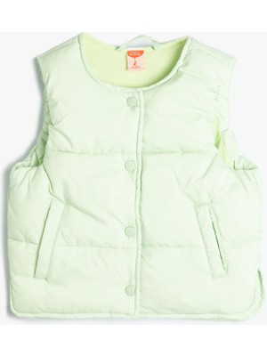 Koton Kapitone Yelek Yuvarlak Yaka Çıtçıtlı Cepli