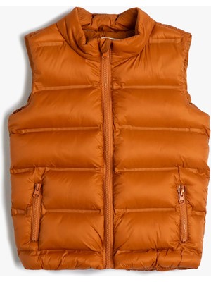 Koton Şişme Yelek Dik Yaka Fermuarlı Cepli