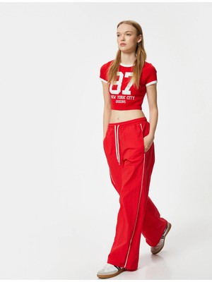 Koton Paraşüt Pantolon Beli Bağcıklı Paçası Yırtmaçlı Cepli Rahat Kalıp