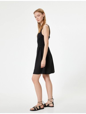 Koton Mini Elbise Keten Karışımlı Gipeli Askılı Slim Fit