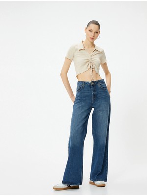 Koton 4Sal10129Ik Koton Kadın T-Shirt Bej