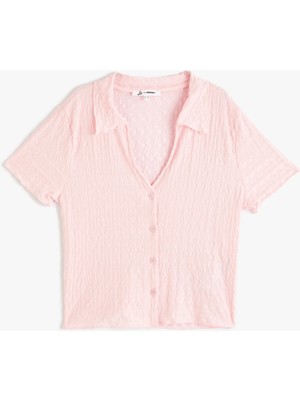 Koton Kısa Kollu Gömlek Yaka Bluz Düğmeli