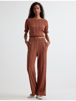 Koton Bol Paça Pantolon Cepli Dokulu Standart Bel