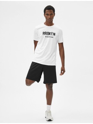 Koton Spor Şort Beli Bağcıklı Şerit Baskılı Cep Detaylı