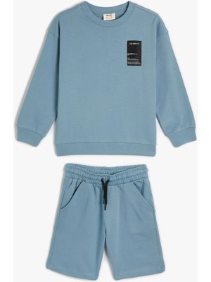 Koton 2'li Şort Sweatshirt Köpek Baskı Detaylı Pamuklu