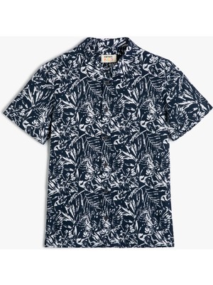 Koton Kısa Kollu Gömlek Palmiye Baskılı Pamuklu