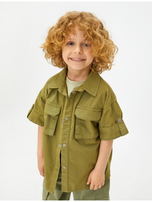 Koton Safari Gömlek Kısa Kollu Kapaklı Çift Cep Detaylı