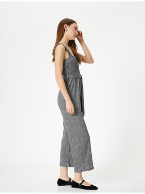 Koton Tulum Kalın Askılı Kuşak Detaylı Kısa Düz Geniş Paça Rahat Kalıp Gipeli