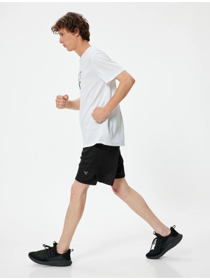 Koton Spor Şort Taytlı Geometrik Baskılı Beli Bağcıklı Cep Detaylı