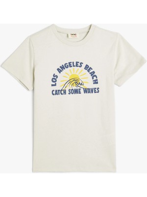 Koton Tişört Kısa Kollu Bisiklet Yaka Şehir Baskılı Pamuklu