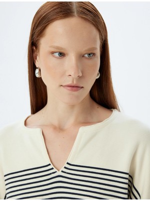 Koton V Yaka Triko Kazak Uzun Kollu