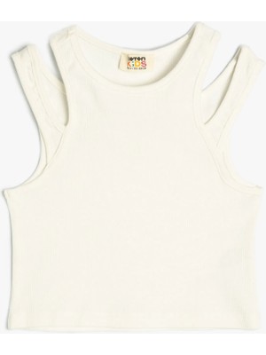 Koton Kız Çocuk Kolsuz Atlet - Koton - 4SKG30109AK - Ekru - 13-14 Yaş