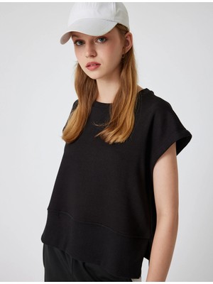 Koton Spor Sweatshirt Kolsuz Düşük Omuzlu Bisiklet Yaka