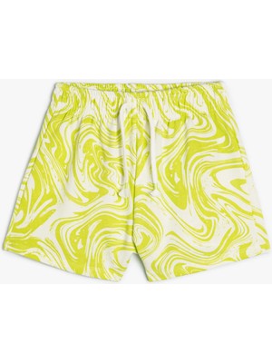 Koton Şort Beli Bağlamalı Cepli Soyut Desenli