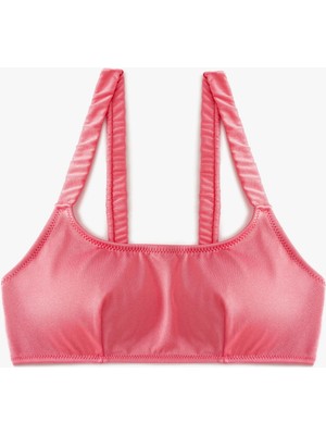 Koton Bralet Bikini Üstü Arkası Kopça Kapamalı Büzgü Detaylı Pedli