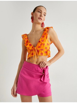 Koton Metal Aksesuarlı Mini Şort Etek