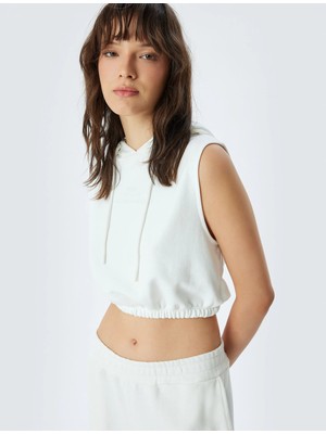 Koton Kolsuz Crop Kapşonlu Sweatshirt Üç Iplik Şardonsuz