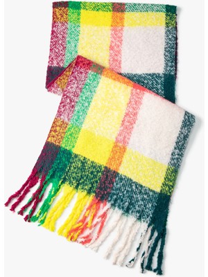 Koton Çok Renkli Atkı Yumuşak Dokulu Püsküllü