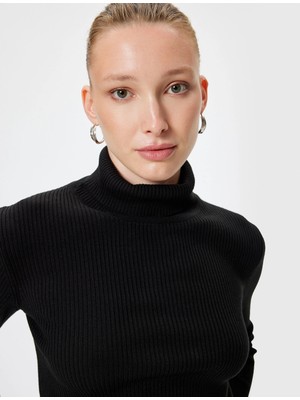 Koton Fitilli Triko Boğazlı Kazak Basic Uzun Kollu