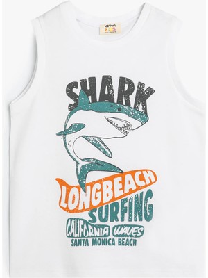 Koton Atlet Köpek Balığı Baskılı Kolsuz Pamuklu