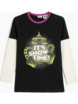 Koton Beetlejuice Tişört Lisanslı Uzun Kollu Bisiklet Yaka Pamuklu