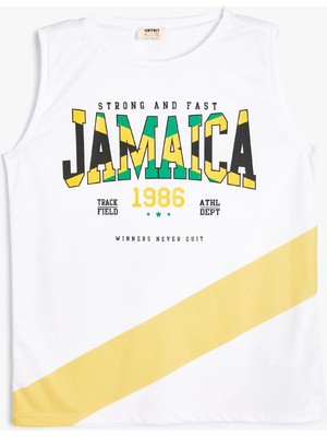 Koton Atlet Jamaica Baskılı Slogan Detaylı Kısa Kollu Renk Bloklu