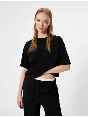 Koton 4SAL10790IK Koton Kadın T-Shirt Siyah