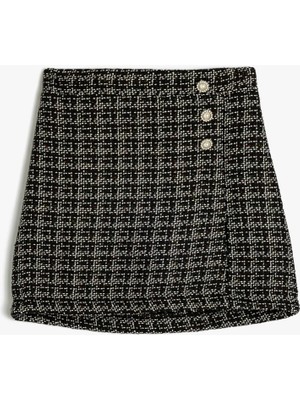 Koton Tüvit Etek Mini Düğme Detaylı Beli Lastikli