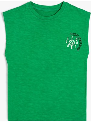 Koton Basic Atlet Futbol Temalı Baskı Detaylı Bisiklet Yaka Renk Bloklu