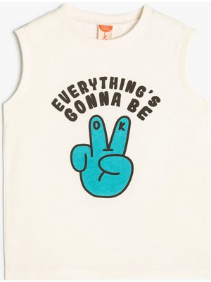 Koton Atlet Slogan Baskılı Bisiklet Yaka Kolsuz Pamuklu