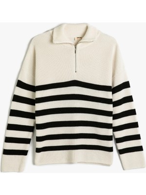 Koton Kazak Uzun Kollu Polo Yaka Yarım Fermuarlı