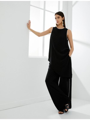 Koton 4Sak60191Uw 999 Sıyah Kadın Dokuma Kısa Kollu Bluz