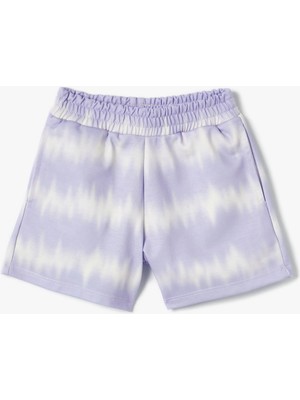 Koton Beli Lastikli Mini Şort Rahat Kesim Batik Görünümlü Cep Detaylı