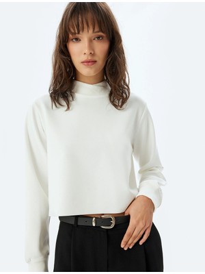 Koton Basic Dik Yaka Sweatshirt Uzun Kollu