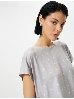 Koton Pijama Üstü Puantiyeli Bisiklet Yaka Kısa Kollu