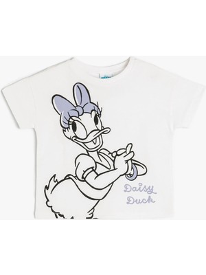Koton Daisy Duck Kısa Kollu Pamuklu Tişört Kız Çocuk Lisanslı Baskılı Şık Tasarım