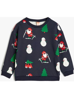 Koton Noel Baba Sweatshirt Yılbaşı Temalı Uzun Kollu