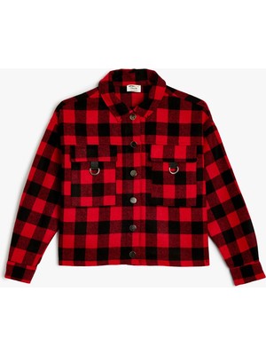 Koton Crop Gömlek Ceket Cep Detaylı Uzun Kollu