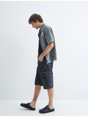 Koton Oversize Kot Şort Düğmeli Kargo Cep Detaylı Yıkamalı